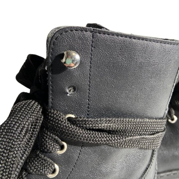 New Alohas Can Can Black Leather Combat Boots - Picture 10 of 15